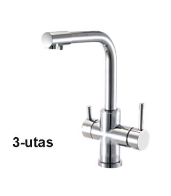 Konyhai csaptelep víztisztítóhoz, 3-utas, Modern dizájn, HAJLÍTOTT, INOX